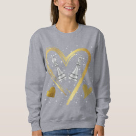 Camiseta Dourados Corações, Rei e Rainhas Peças de Xadrez |