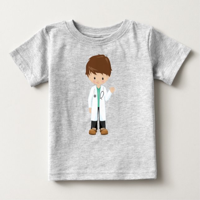 Camiseta Doutor, Casaco de laboratório, Medicina, Garoto Fo (Frente)