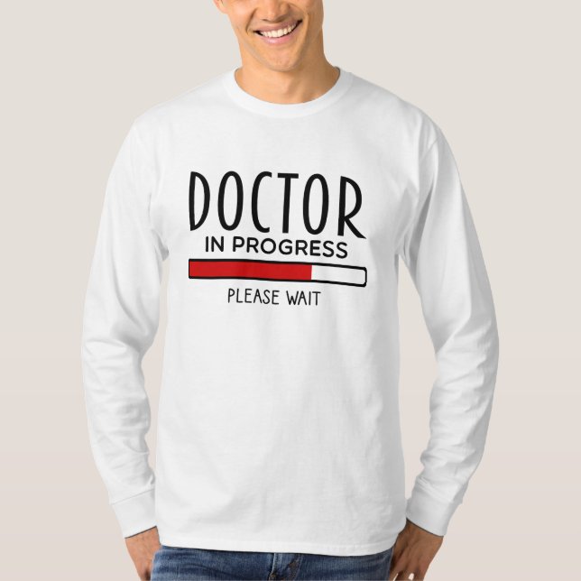 Camiseta Doutor Progresso Por Favor Aguarde Engraçado Escol (Frente)