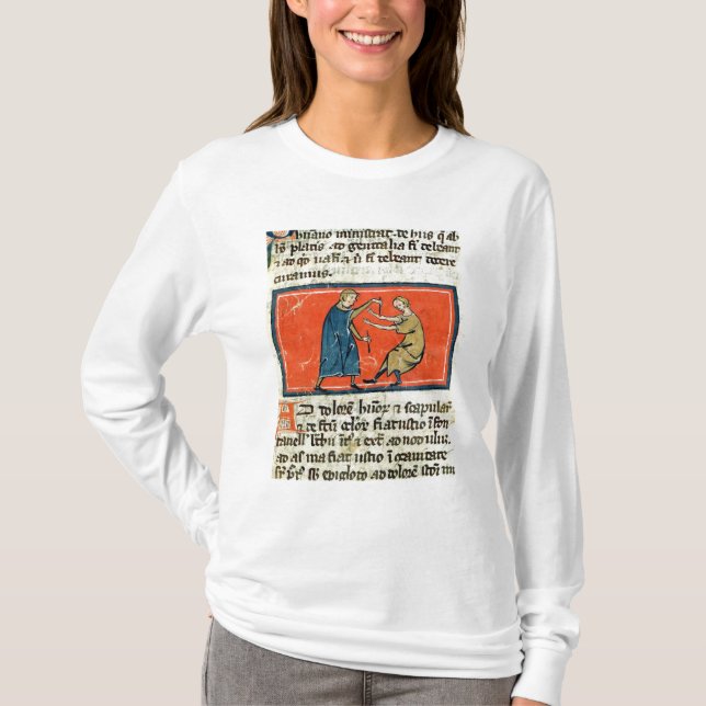 Camiseta Doutor que cauterising uma ferida com fogo (Frente)