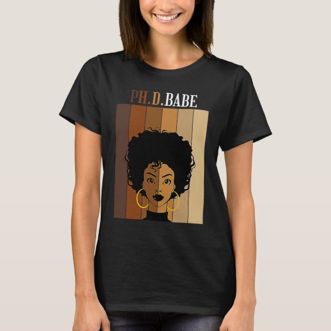 Camiseta Doutorado PH D Babe PhD Negra A (Frente)