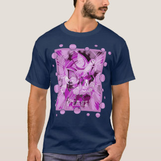 Camiseta Dove Com Texto De Paz Celta Em Toneladas Liláticas