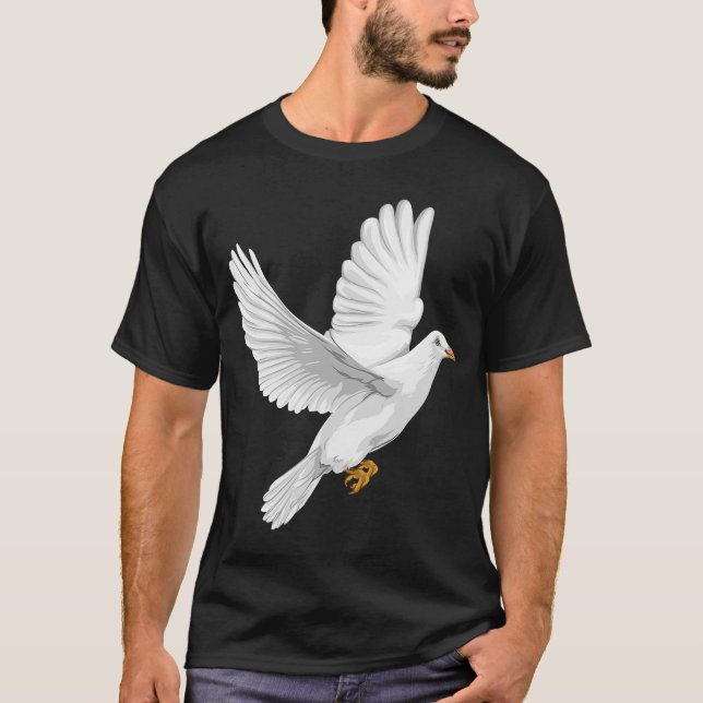 Camiseta Dove Of Peace White Pigeon Mão Desenhada Trabalho  (Frente)