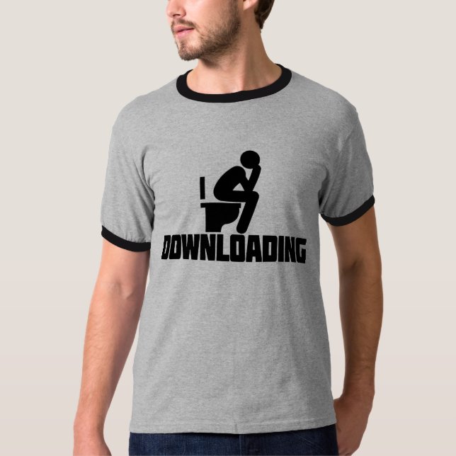 Camiseta Download - Pooping Engraçado do Toilet (Frente)