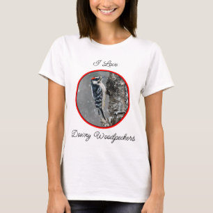 Camiseta Downy Woodpecker em Neve - Foto Original