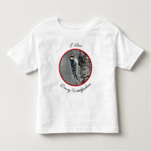 Camiseta Downy Woodpecker em Neve - Foto Original