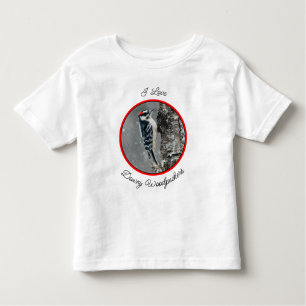 Camiseta Downy Woodpecker em Neve - Foto Original
