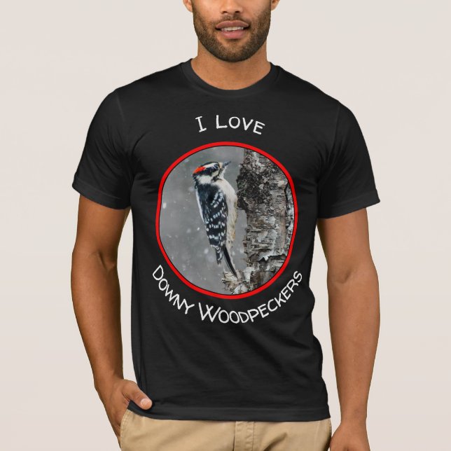 Camiseta Downy Woodpecker em Neve - Foto Original (Frente)