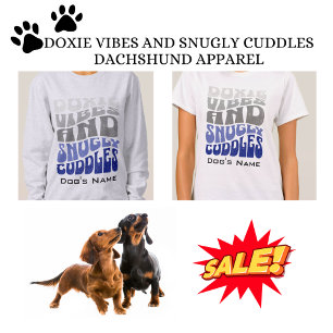 Camiseta Doxie Vibes Cinza Azul Fresca Dachshund Lover Retr