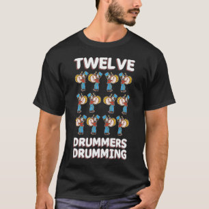 Camiseta Doze bateristas que rufam a canção um Natal de 12