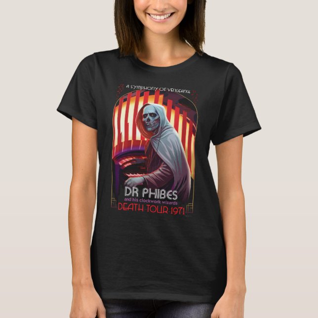 Camiseta Dr. Phibes Sinfonia de Camisa-T feminina de vingan (Frente)