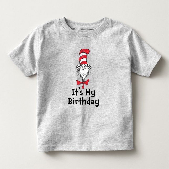 Camiseta Dr. Seuss Cat no Chapéu É Meu Aniversário (Frente)