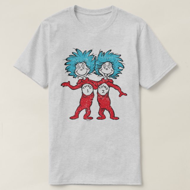 Camiseta Dr. Seuss | Coisa 1, Coisa 2 Sentados (Frente do Design)