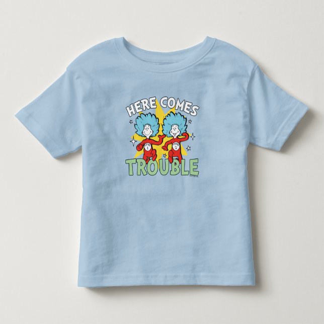 Camiseta Dr. Seuss | Coisa Um Coisa Dois Aqui Vem o Problem (Frente)