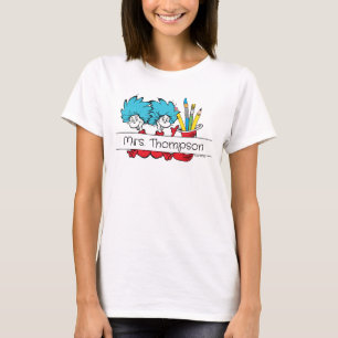 Camiseta Dr. Seuss Coisa Um Coisa Dois Nome do Professor