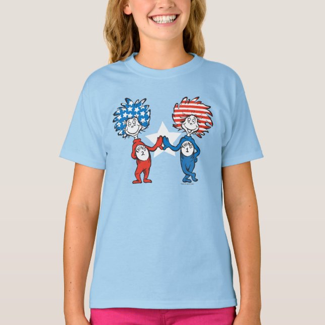 Camiseta Dr. Seuss | Coisa Um Dois Gráficos Patrióticos (Frente)