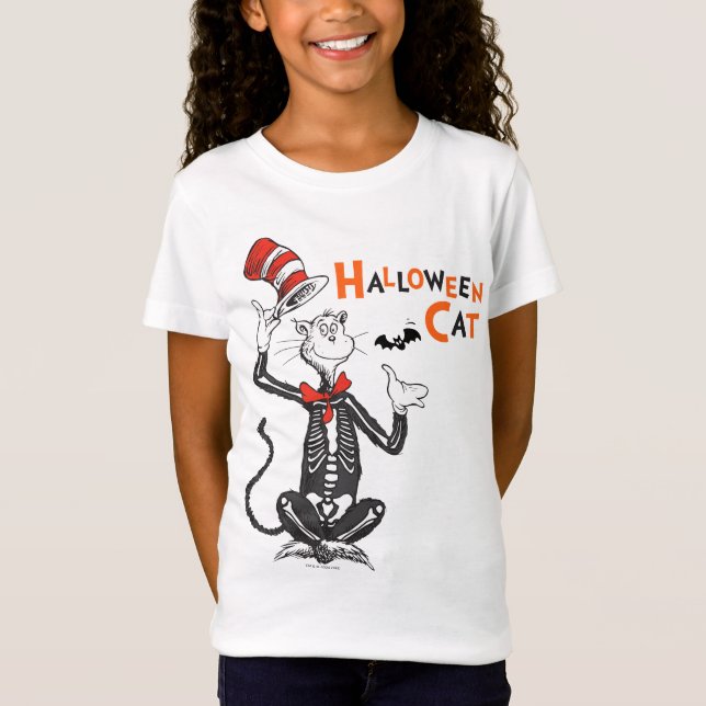 Camiseta Dr. Seuss | Gato de Halloween no Chapéu (Frente)