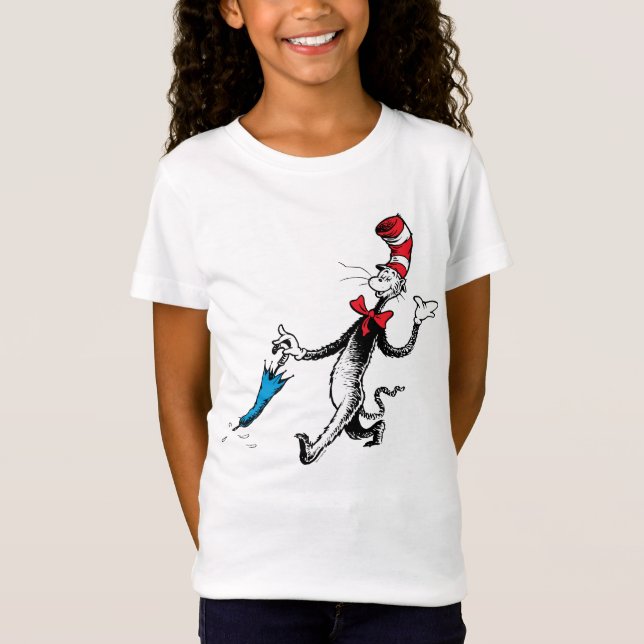 Camiseta Dr. Seuss | Gato no Chapéu Passeio de Guarda-chuva (Frente)