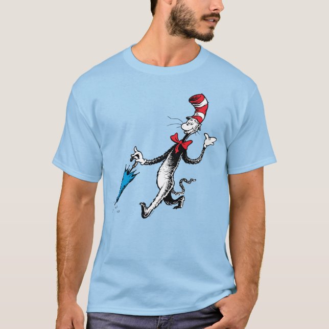 Camiseta Dr. Seuss | Gato no Chapéu Passeio de Guarda-chuva (Frente)