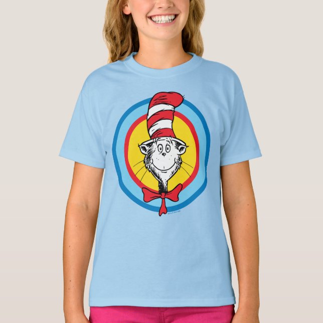 Camiseta Dr. Seuss | Gato no Gráfico da Cabeça de Chapéu (Frente)