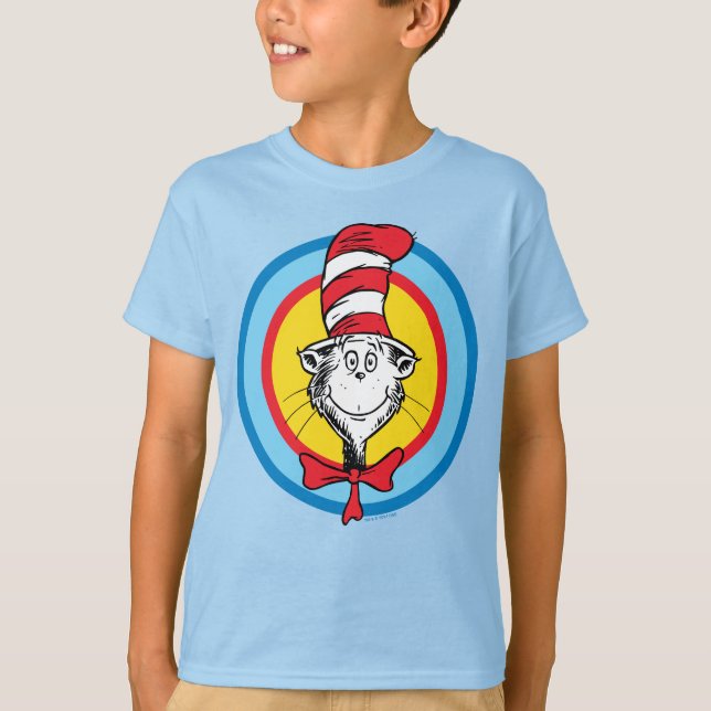 Camiseta Dr. Seuss | Gato no Gráfico da Cabeça de Chapéu (Frente)