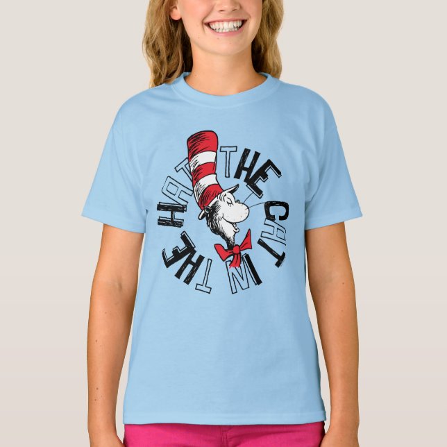 Camiseta Dr. Seuss | Gatos na Arte Arredondada do Chapéu (Frente)
