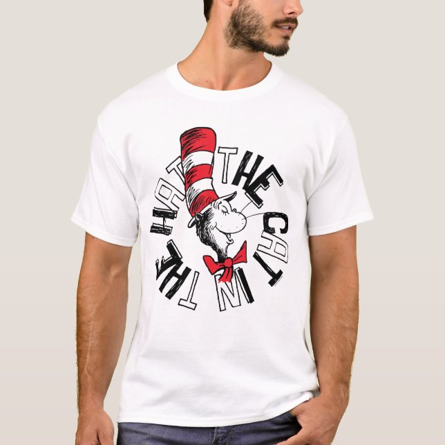Camiseta Dr. Seuss | Gatos na Arte Arredondada do Chapéu (Frente)