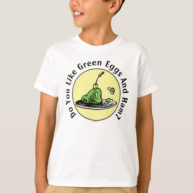 Camiseta Dr. Seuss | Ovos Verdes e Ícone De Pressão (Frente)