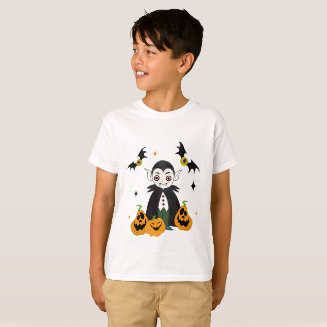 Camiseta Drácula com abóboras (Frente Completa)