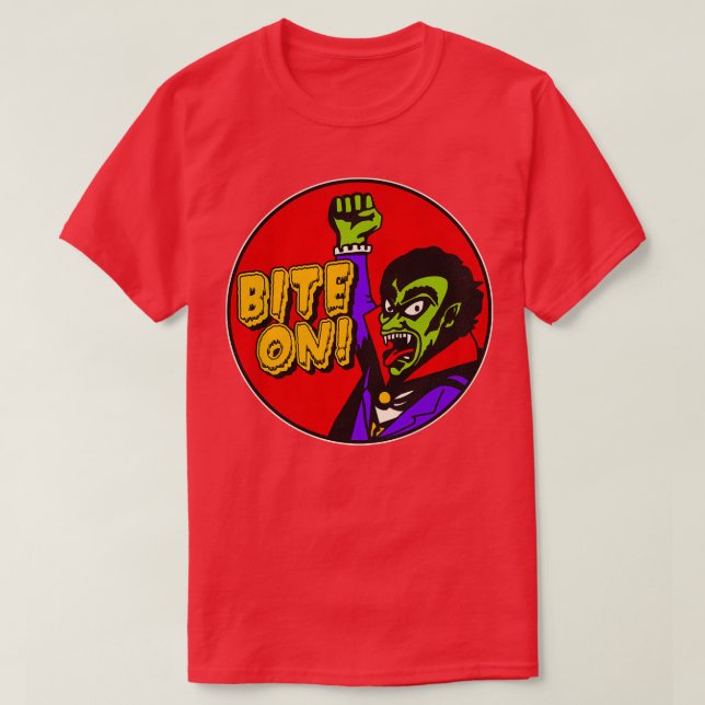 Camiseta Drácula diz: (Frente do Design)