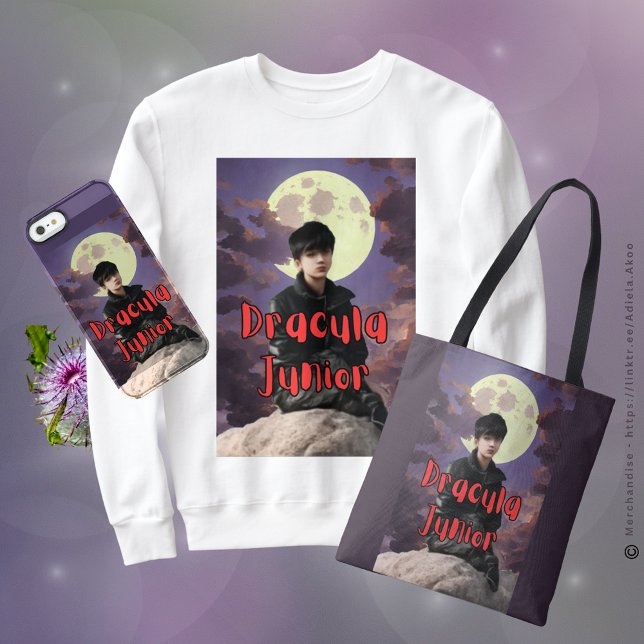 Camiseta Dracula Junior Sweatshirt da Poeta Adiela Akoo (DJ Sweatshirt, Tote & Phone Cover designed by Poet Adiela Akoo. Browse my store for more gr8t finds!)