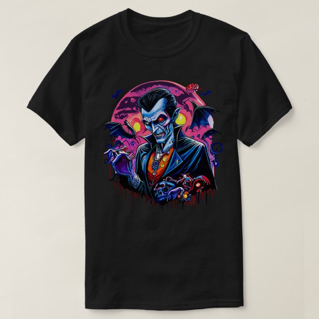Camiseta Drácula psicodélica (Frente do Design)