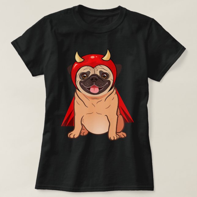 Camiseta Dracula Vampiro Pug Cachorro Cujo Cachorro De Hall (Frente do Design)