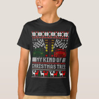 Drag Racing Christmas Tree Race Car Sweater Feio