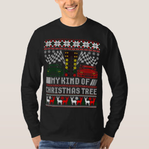 Camiseta Drag Racing Christmas Tree Race Car Sweater Feio