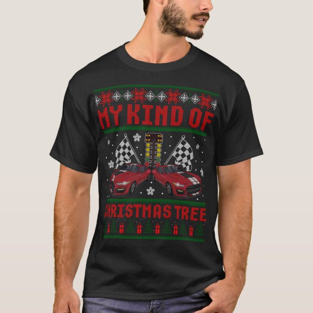 Camiseta Drag Racing Christmas Tree' Race Car Ugl (Frente)