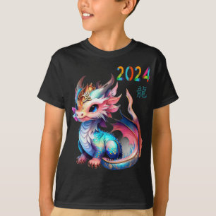 Camiseta Dragão 2024 Ano Do Dragão Feliz Ano Novo Lunar
