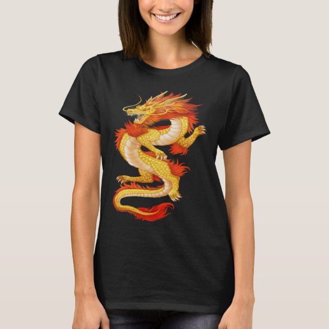 Camiseta Dragão Amarelo e Vermelho Chinês (Frente)