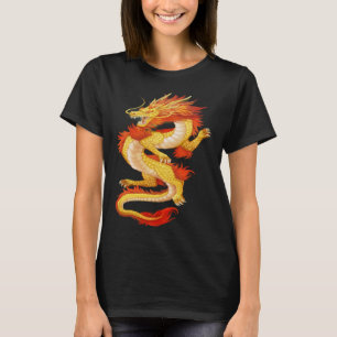Camiseta Dragão Amarelo e Vermelho Chinês
