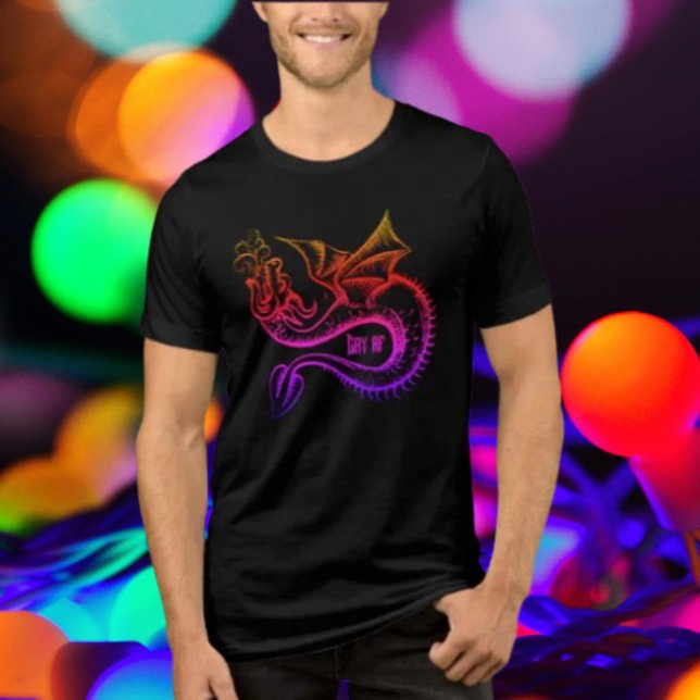 Camiseta Dragão Arco-Íris Gradiente gay AF (Criador carregado)