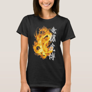 Camiseta Dragão Asiático de Tóquio Japonês Yojijukugo 4 Kan
