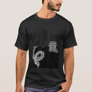 Camiseta Dragão Asiático, Dragão Tóquio, preto e branco