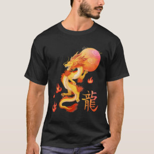 Camiseta Dragão Asiático E Laranja Chinês Oriental Solar