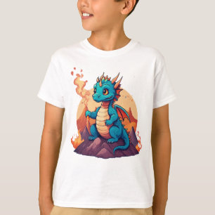 Camiseta Dragão Azul Brasa sobre Lava – Fogo e Gelo Mítico