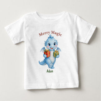 Camiseta Dragão Azul de Natal Merry Magic Personalizado