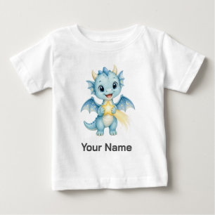 Camiseta Dragão Azul Fofo Personalizado com Estrela Cadente