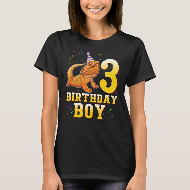 Camiseta Dragão-barba Lizard aniversário de 3 anos de 3 ano (Frente)
