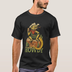 Camiseta Dragão Barbudo Cowboy Howdy Estilo Vintage Lagarto