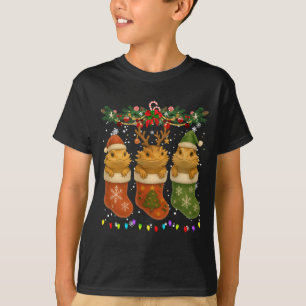 Camiseta Dragão Barbudo em Meias de Natal Luzes Dragão Barb