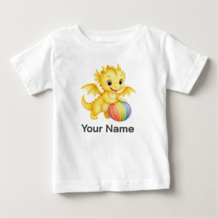 Camiseta Dragão Bebê Amarelo Personalizado Jogando Bola